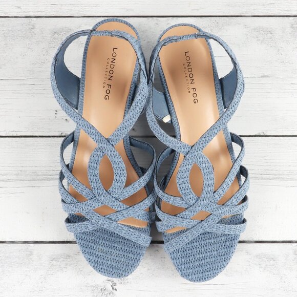 London Fog Shoes - London Fog 7.5M Women's Light Blue, Heel Sling Strap, Open Toe Sandals